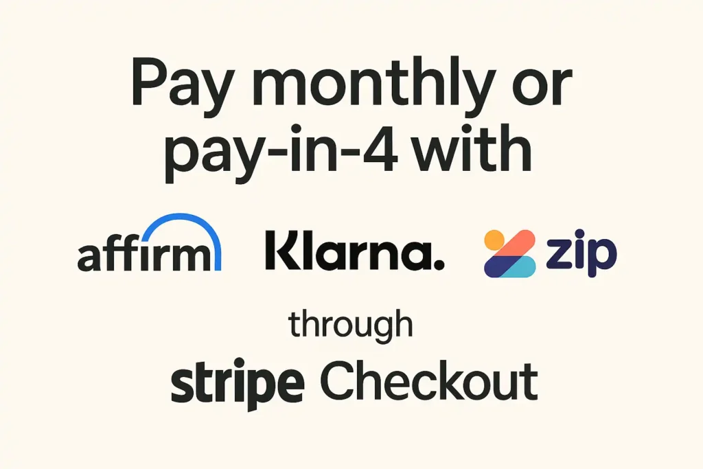 Pay through affirm klarna zip